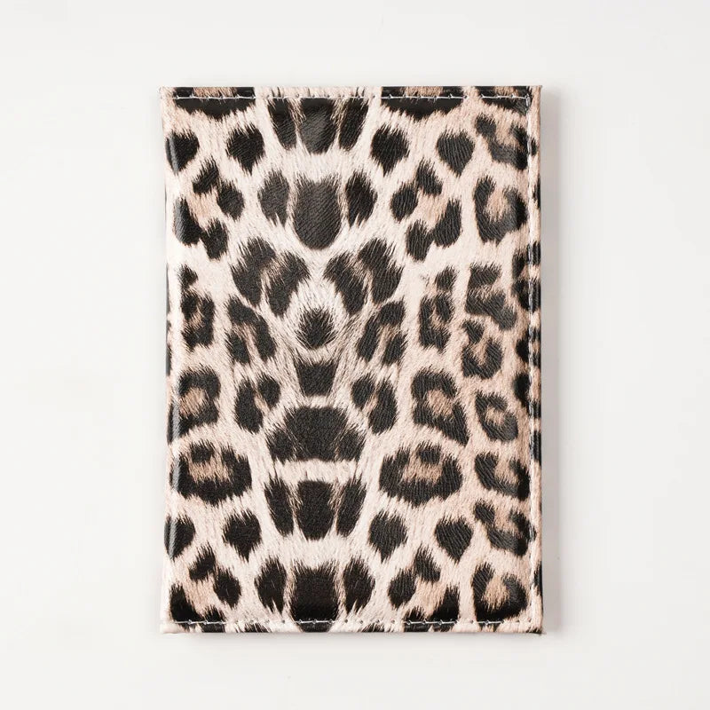 Leopard Print Passport Protective Cover Travel Holder Wallet Gift Pu Leather Card Case Unisex
