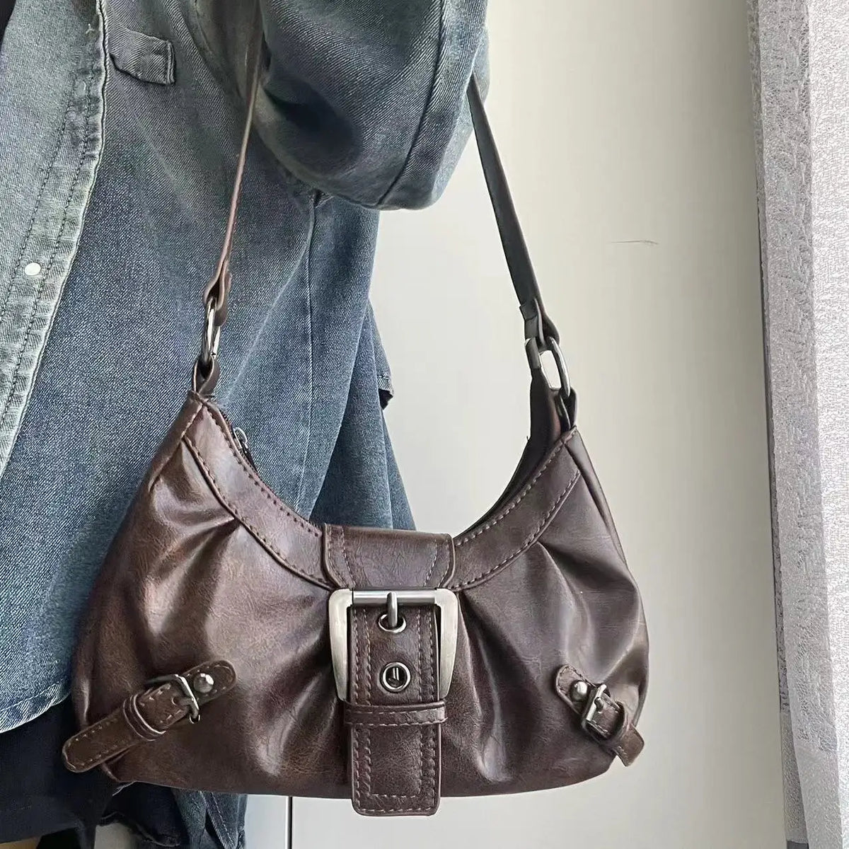 Spring Selling Maillard Style Retro Small Bag Spicy Girl Y2k Wasteland Vintage Leather Shoulder