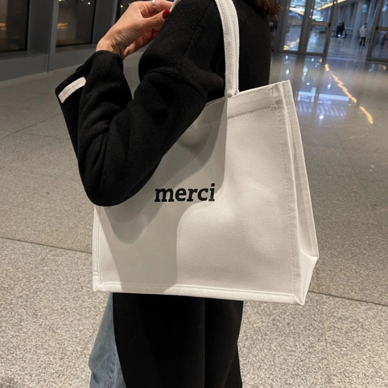 Large Canvas Tote Bag with Double Thick Handles for Women