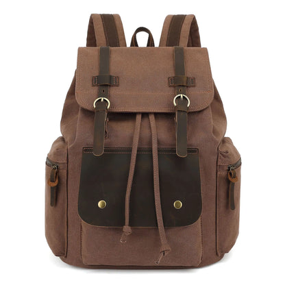 Retro Bag Lid Wear-Resistant Canvas Men S Backpack Large Capacity 15 6-Inch Computer-Stored Travel