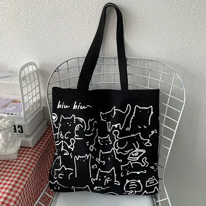 Cute Animal Print Canvas Tote Shoulder Bag