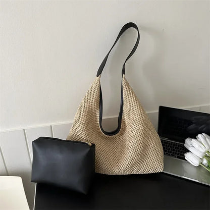 Casual Beach Summer Popular Woven Mother-In-Law Bag Fashionable One-Shoulder Seaside Travel Straw
