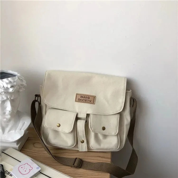 Canvas Flip Cover Messenger Bag – Harajuku Crossbody