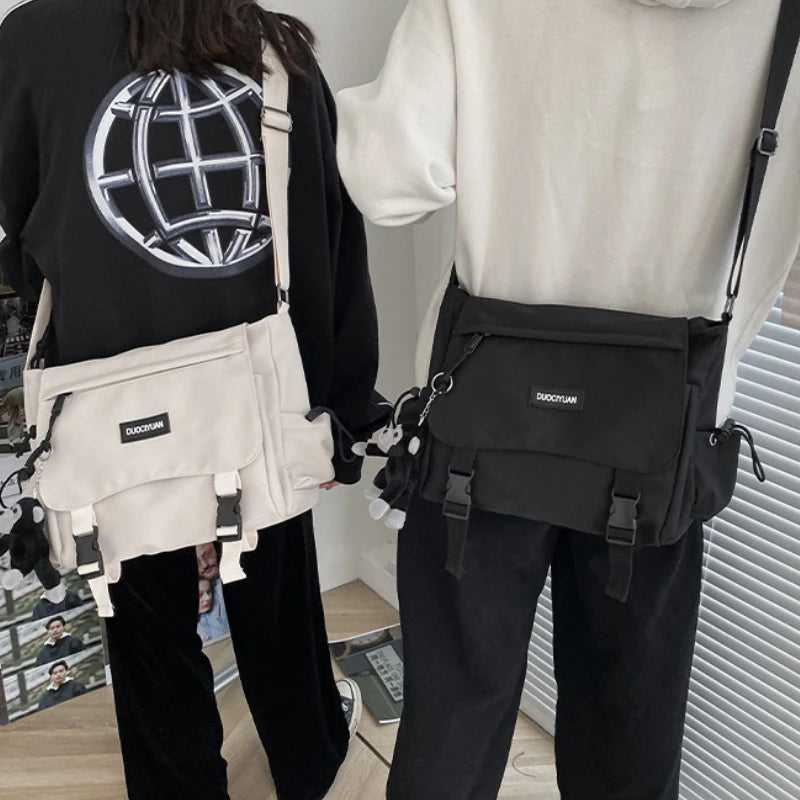 Korean Workwear Style Letter Shoulder Bag Hong Kong Style Retro Versatile Casual Student Plug-In