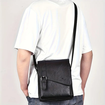 Men S Vintage Casual Crossbody Bag Versatile Business Shoulder Bag Pu Leather Messenger Bag Men Flip