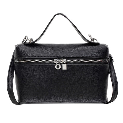 Minimalist Trend Solid Color Box Bag Litchi Pattern Portable Carrying Crossbody Daily Commuting