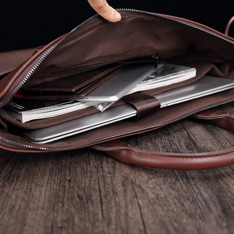 Casual Pu Leather Men S Handbag Briefcase Retro Business 15 6 Inch Multi-Function Computer Bag