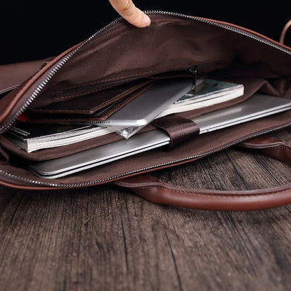 Casual Pu Leather Men S Handbag Briefcase Retro Business 15 6 Inch Multi-Function Computer Bag