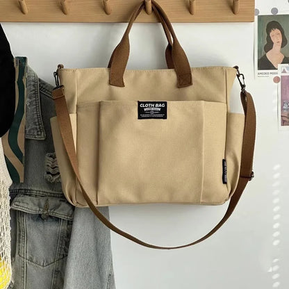 Large Canvas Tote Bag – Minimalist Shoulder & Crossbody Commuter Bag