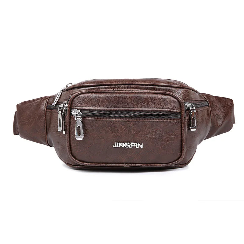 Waterproof Pu Waist Bag Large-Capacity Mobile Phone Pocket Money Storage Men S Women Chest Bag