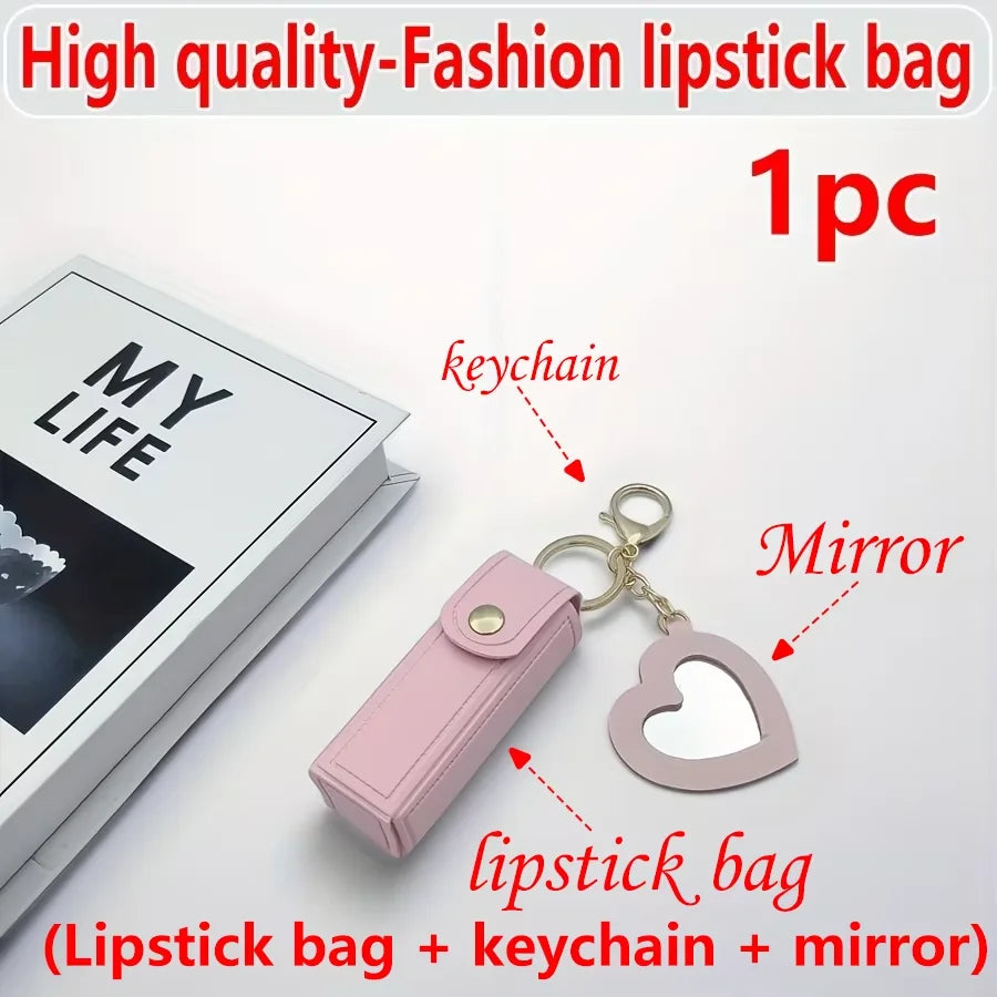 Homefish Multi-Color Portable Lipstick Bag Mini Heart Shaped Design Mirror
