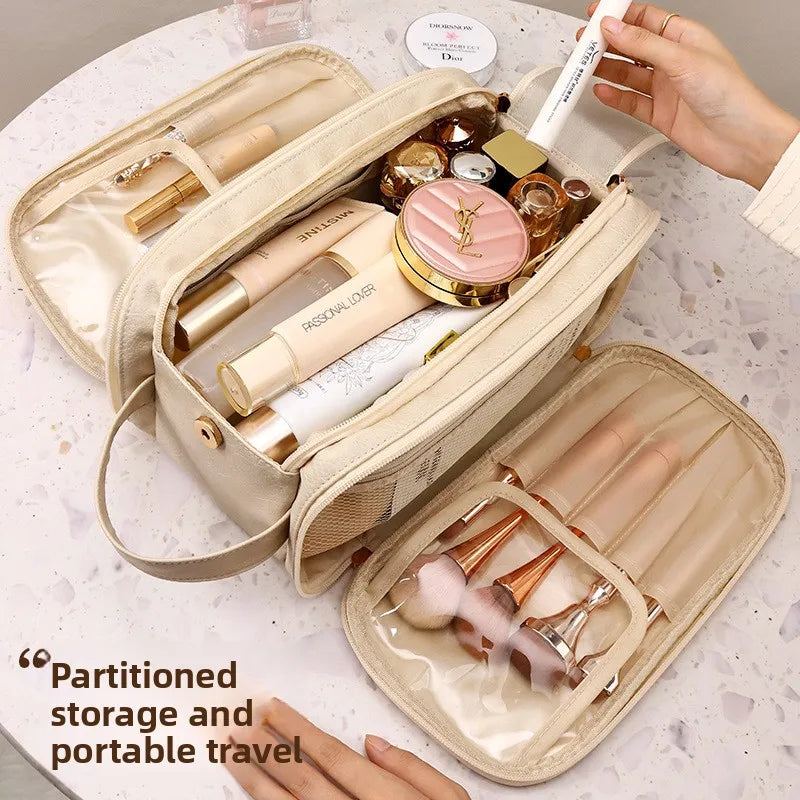 Large Capacity Double Zipper Makeup Bag