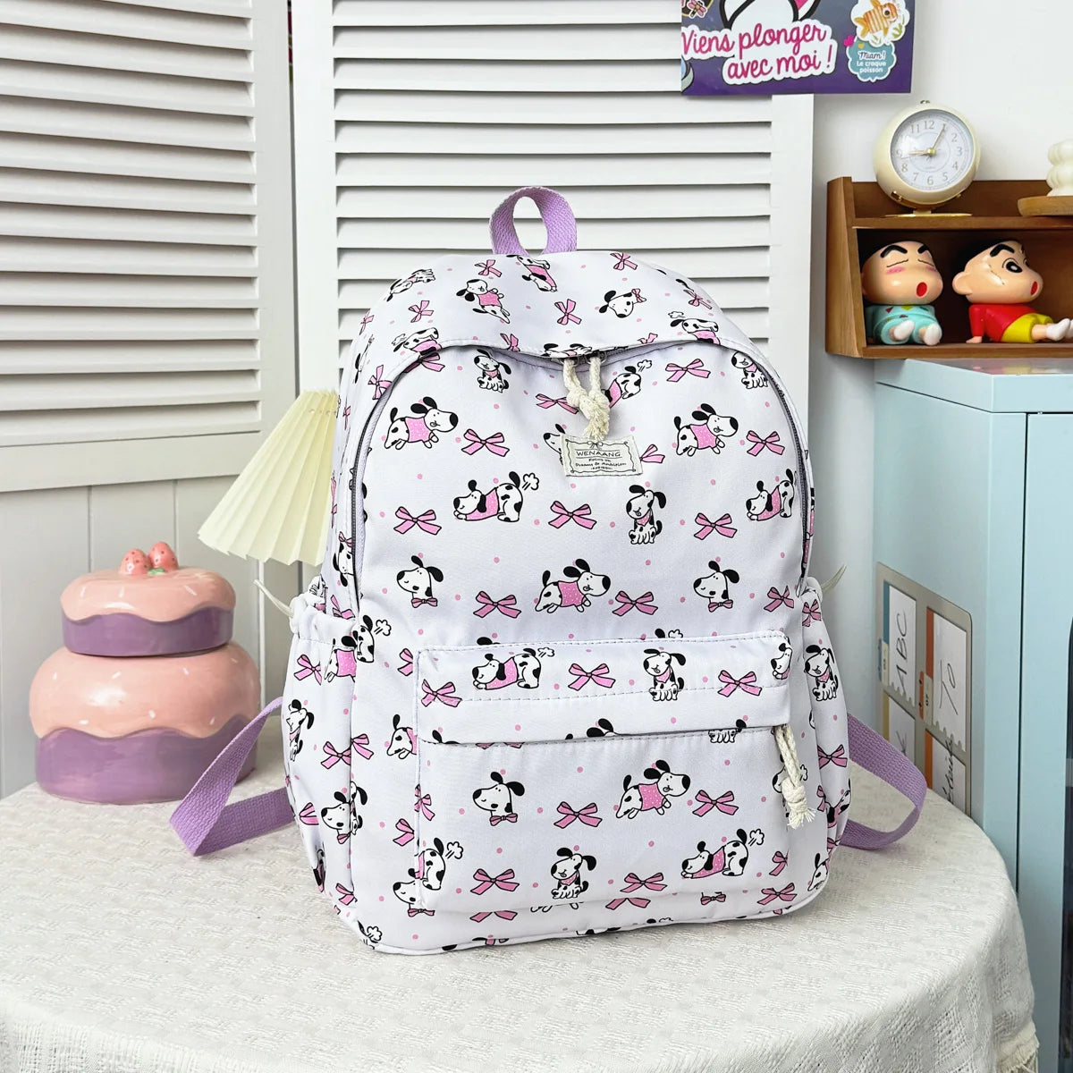 Sweet Cool Cartoon Animal Pattern Girl Backpack Lightweight Nylon Large Capacity Multifunctional