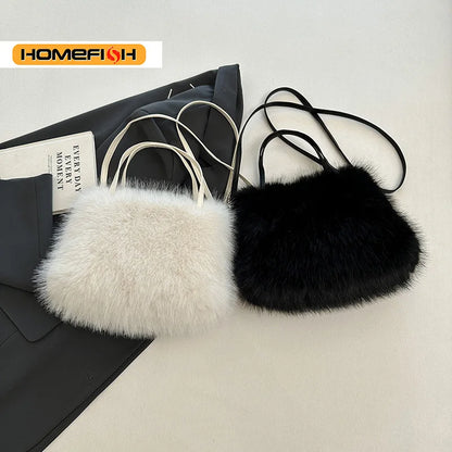 Homefish Autumn Winter Plush Furry Bag Large Capacity Crossbody Shoulder Handbag Women