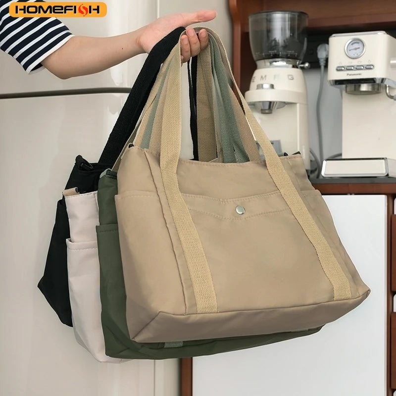 Homefish Large Capacity Solid Color Messenger Bag Nylon Casual Crossbody Bag Adjustable Removable