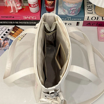 Y2k Pu Luxury Large Ita Bag Insert Women Big Clear Window Shoulder Anime Pin Display Girl Bow