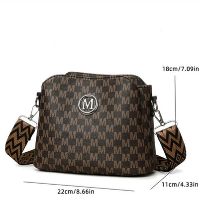 Monogram Crossbody Bag for Women – Retro Faux Leather Shoulder Bag
