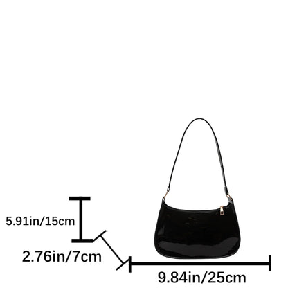 Stylish Casual Women S Underarm Bag Glossy Pu Shoulder Lightweight Solid Color Handbag Outings
