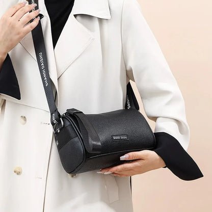 Women's Pillow Crossbody Bag – Soft Leather Shoulder Bag with Wide Strap