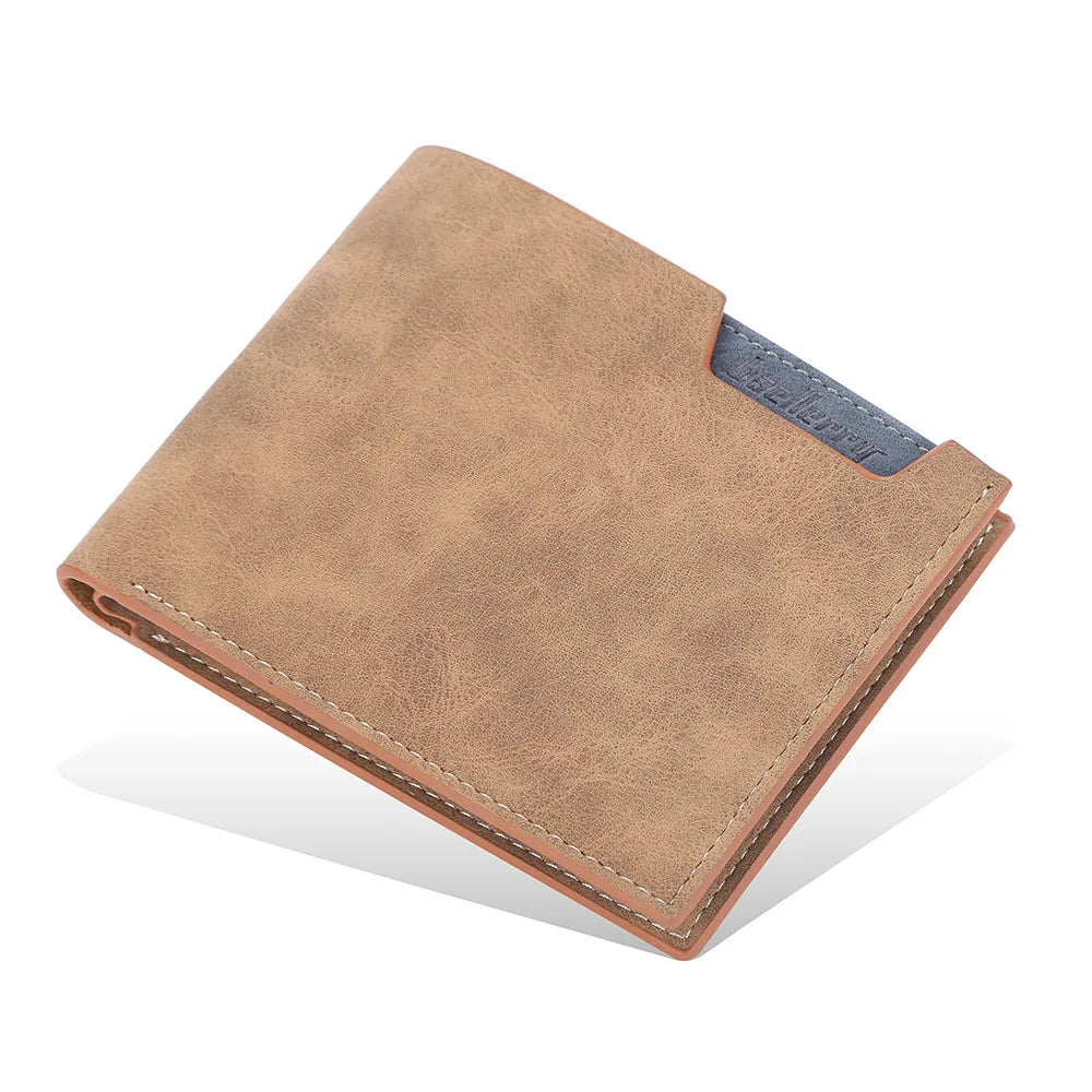 Men S Short Wallet Multi Card Slots Open Leather Clutch Matte Young