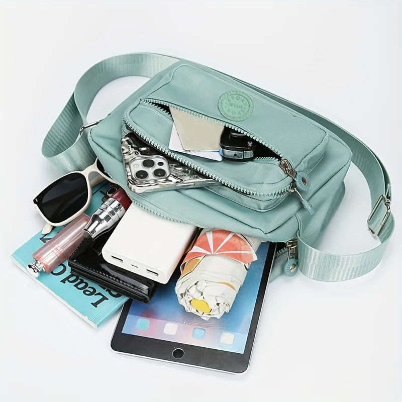 Nylon Crossbody Bag for Women – Lightweight Multi-Pocket Shoulder Bag