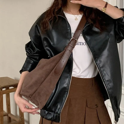 Suede Versatile Crossbody Bags Women Shoulder Vintage Large Capacity Designer Purse Handbags Sac