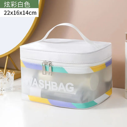 Waterproof Makeup Bag Portable Large Capacity Transparent Colorful Toiletries Travel Cosmetics