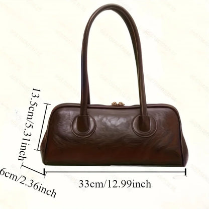 Faux Leather Shoulder Bag – Elegant Women's Handbag with Stitching Detail