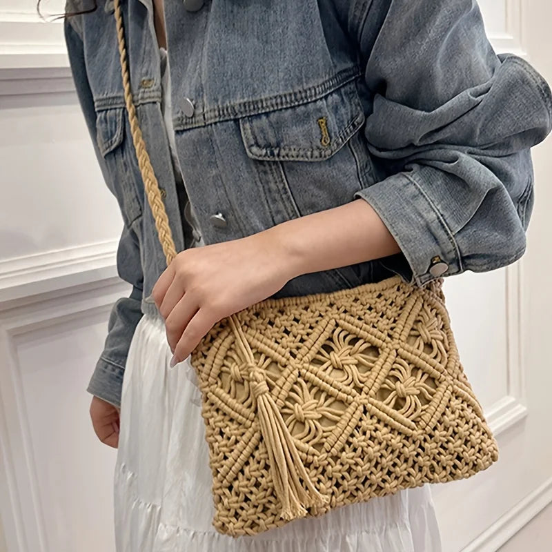 Crochet Shoulder Bag – Boho Macrame Handbag for Women