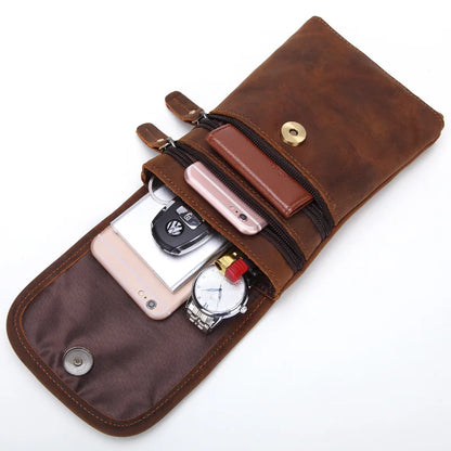 Genuine Leather Waist Bag Belt Men S Crossbody Bag Made Cowhide Retro Small Single-Shoulder