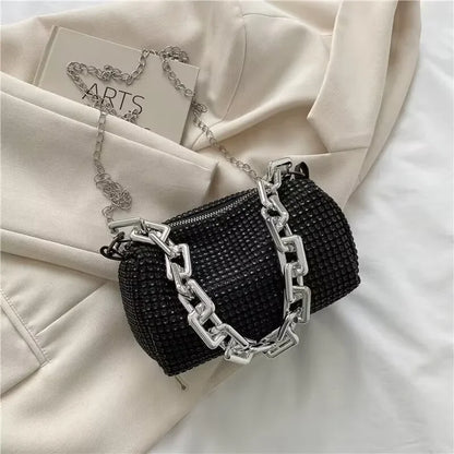 Rhinestone Tote Bag Stylish Sparkling Chain Ball Shoulder Bags