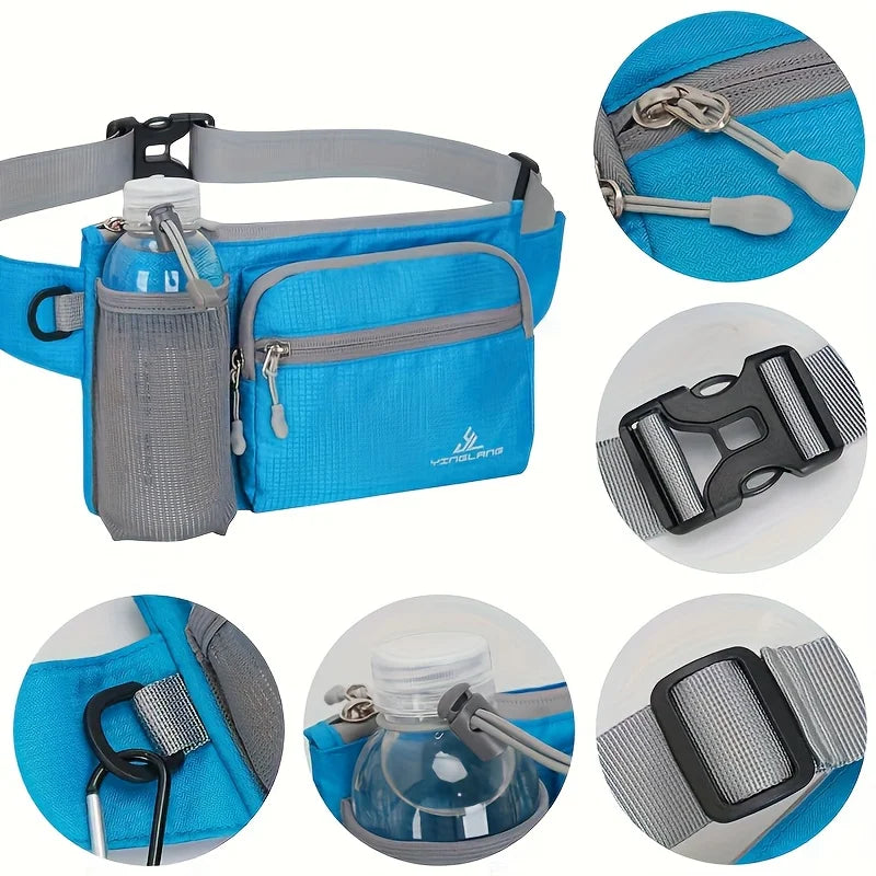Running Belt Bag with Water Bottle Holder & Multi-Pockets