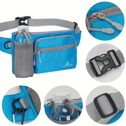 Running Belt Bag with Water Bottle Holder & Multi-Pockets