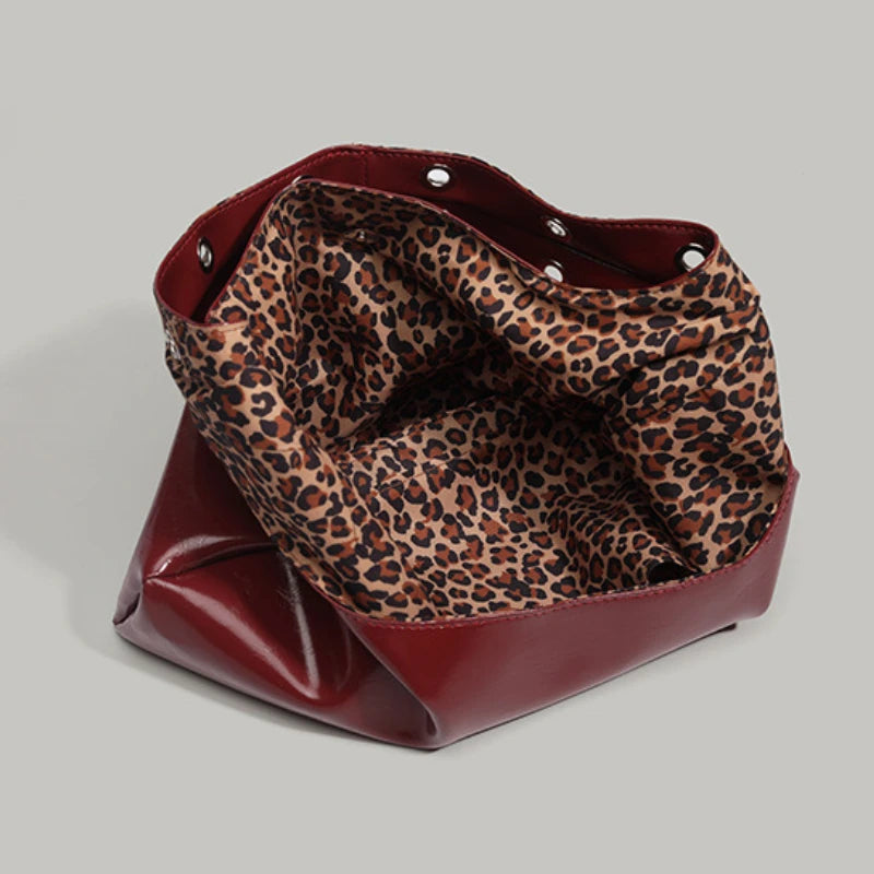 Leopard Spice Girl Double-Sided Oulder Bag Cool Sweet Commuter Tote Women S Versatile Large Retro