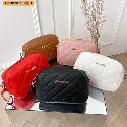 Homefish Female Rhombus Plaid Pattern Bag Large Size Commuter Backpack Casual Minimalist Shoulder
