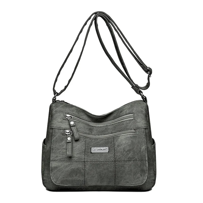 Crossbody Messenger Bag – Vintage Multi-Pocket Shoulder Bag for Women
