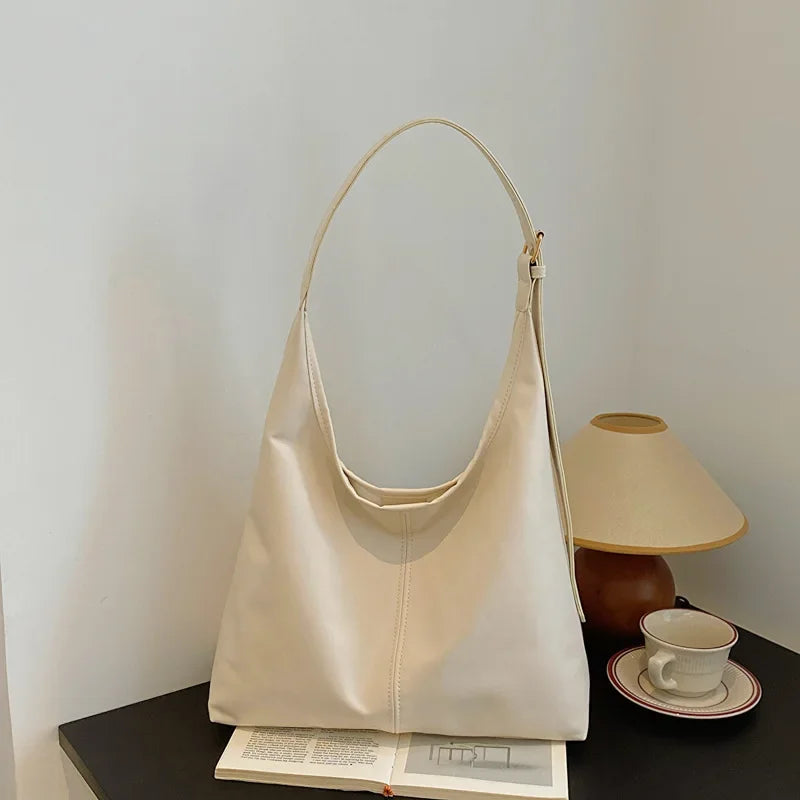 Large Tote Shoulder Bag for Women – Retro Minimalist Style