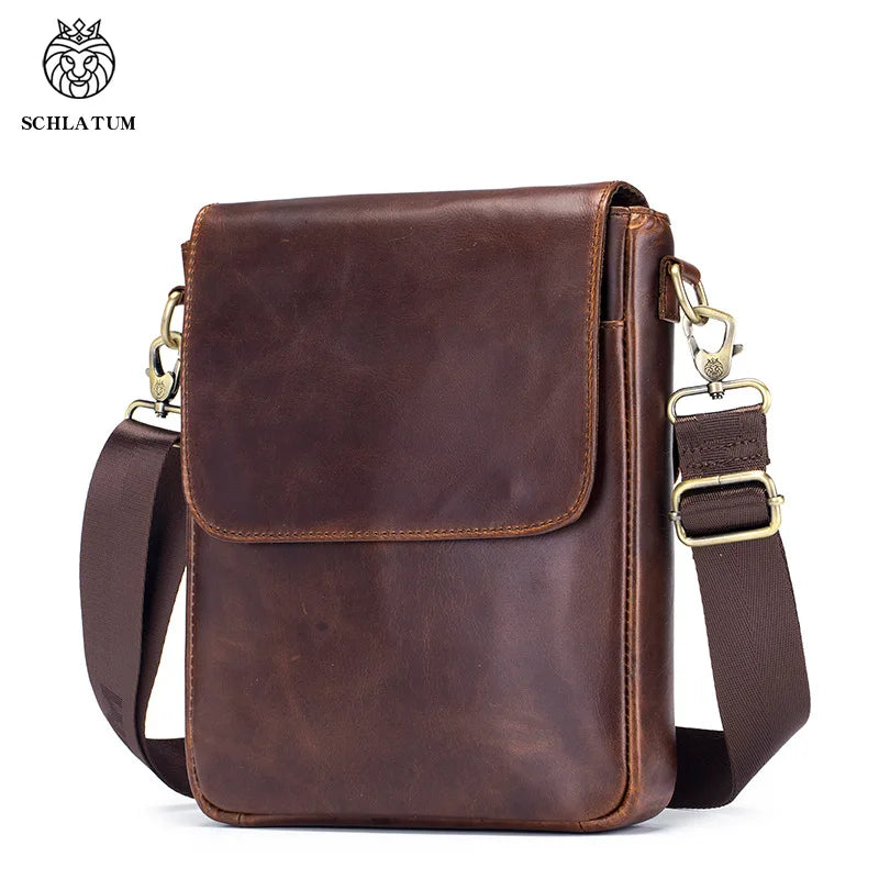Top-Grain Cowhide Men S Single-Shoulder Bag Large-Capacity Retro Genuine Leather Men S Crossbody Bag