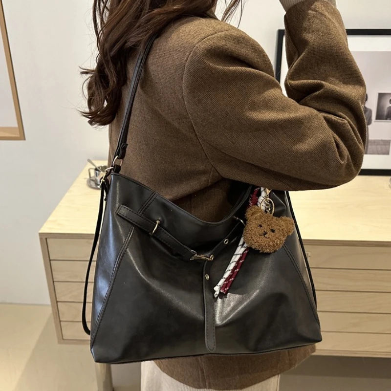 Retro Large Capacity Women S Tote Bag Fashionable Casual Double Shoulder Backpack Autumn Winter