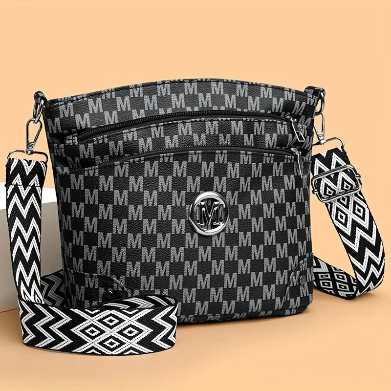 Monogram Crossbody Bag for Women – Multi-Pocket Shoulder Bag