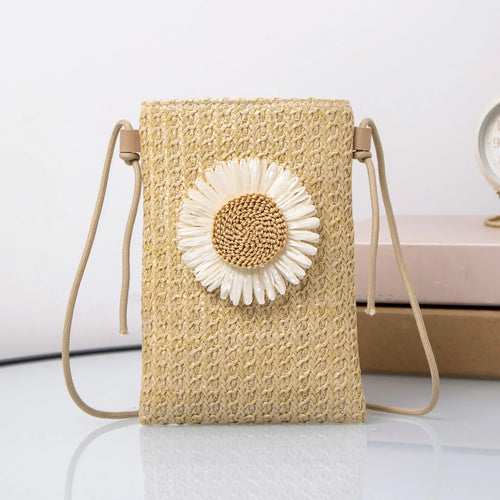 Flower Woven Crossbody Bag – Women's Mini Phone Purse