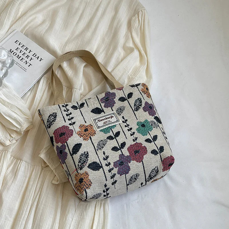 Women's Floral Canvas Tote Bag – Lightweight Large Capacity