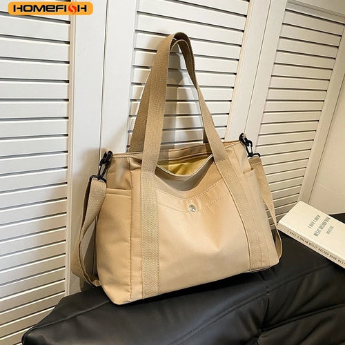 Homefish Large Capacity Solid Color Messenger Bag Nylon Casual Crossbody Bag Adjustable Removable
