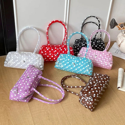 Sweet Polka Dot Transparent Pvc Jelly Tube Handbag Candy Colored Mini Top Handle Shoulder Bag Summer