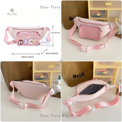 Cute Ita Waist Bag – Transparent Window Chest Fanny Pack for Women