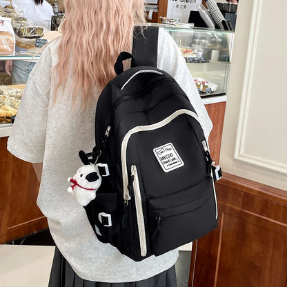 Fresh Versatile Color Blocked Student School Bags Lightweight Large Capacity Multi-Layer Storage