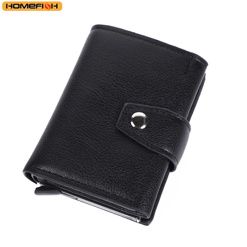 Homefish Rfid Blocking Pu Leather Slim Card Wallet Hasp Closure Mini Credit Holder Men Male Daily