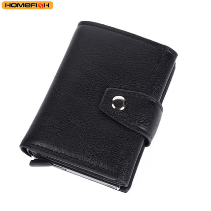 Homefish Rfid Blocking Pu Leather Slim Card Wallet Hasp Closure Mini Credit Holder Men Male Daily