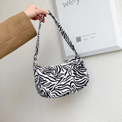 Cow Print Shoulder Bag – Women's Casual Oxford Baguette Bag