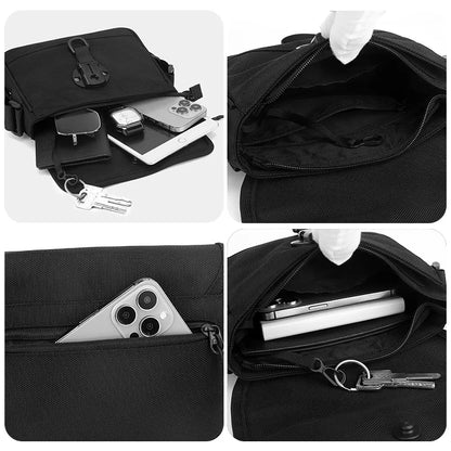 Men S Waterproof Nylon Fabric Single-Shoulder Bag Casual Commuting Light Crossbody Square
